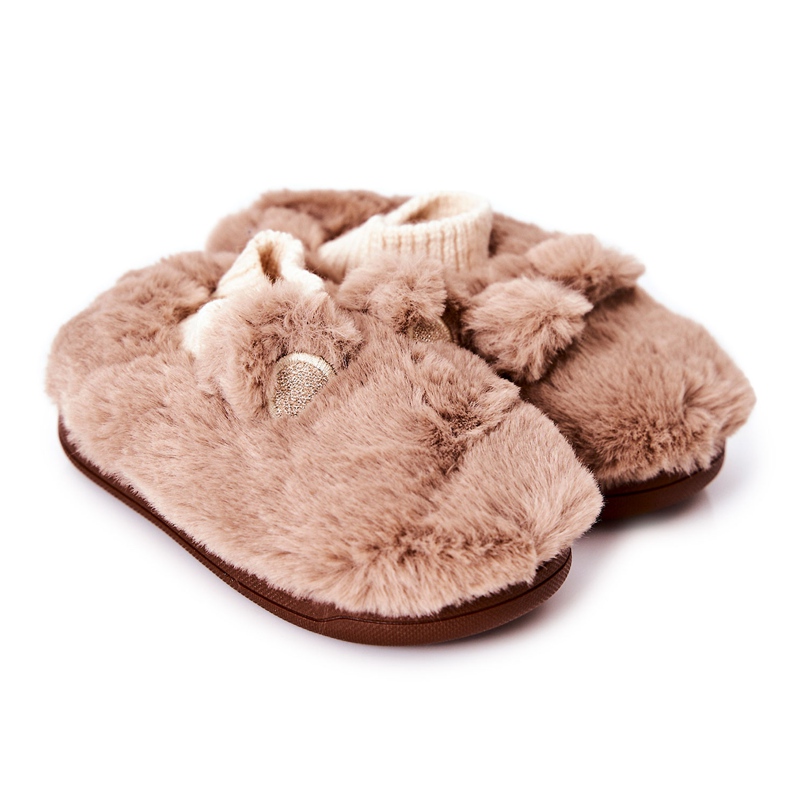 WJ1 Pantofole Calde Con Costine Marrone Dessi beige