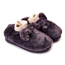 Calde Pantofole Con Costine Grigio Scuro Dessi