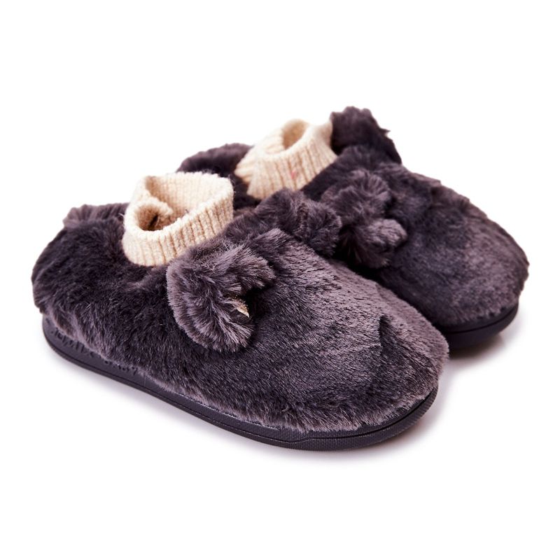 Calde Pantofole Con Costine Grigio Scuro Dessi