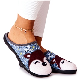 Pantofole calde Taffy blu renna