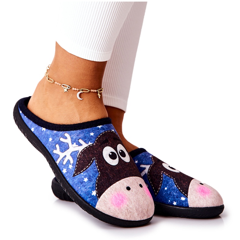 Calde pantofole Fantasia renne Blue Elodie