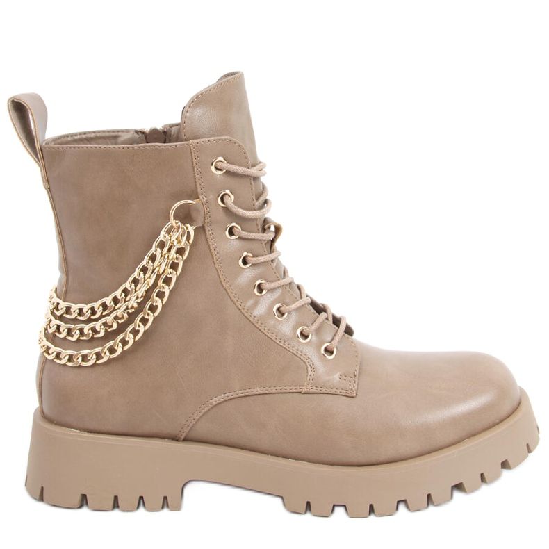 Stivali stivali con catene Tokio Khaki beige