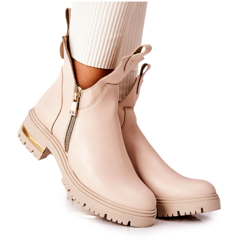 PA2 Stivali Caldi Con Taglio Crolisia Beige
