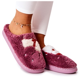 WJ1 Pantofole di Natale Babbo Natale e renne viola