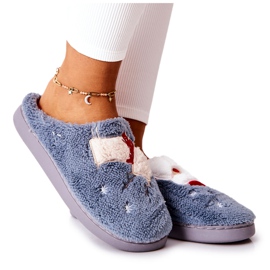 WJ1 Pantofole natalizie Babbo Natale e renna grigia grigio