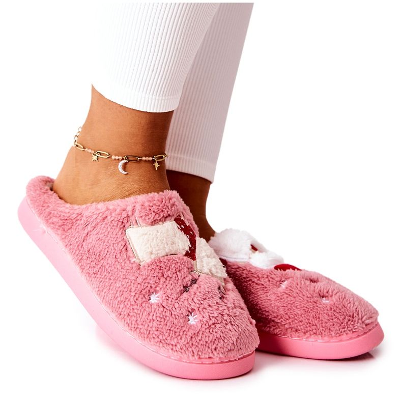 WJ1 Pantofole natalizie Babbo Natale e renne rosa