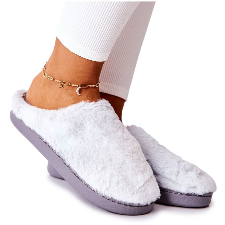 WJ1 Pantofole Pelliccia Calda Grigio Chiaro Mecy