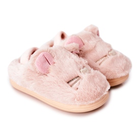 WJ1 Pantofole Per Bambini Gattini Con Orecchie Rosa Chiaro Tammy