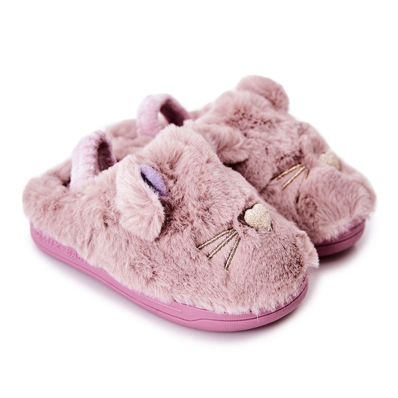 WJ1 Pantofole Per Bambini Gattini Con Orecchie Viola Tammy