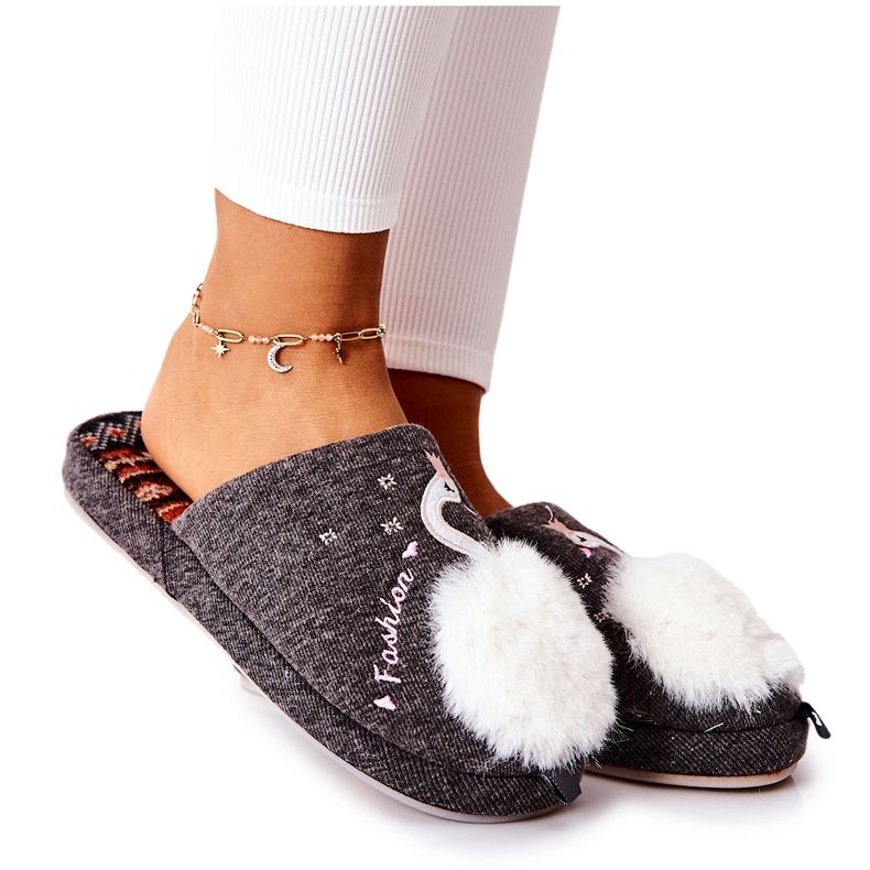 Calde pantofole Grey Rey's swan grigio