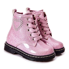 WT1 Stivaletti rosa lucidi laccati per bambini