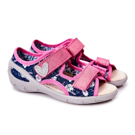 BEFADO S.A. Sandali Befado Con Velcro 065X151 Blu Navy-Rosa