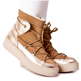 Stivali da neve caldi in pelle scamosciata Camel Clarem marrone