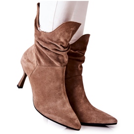 Stivali In Pelle Con Tacco Alto Laura Messi 2427 Beige scuro marrone