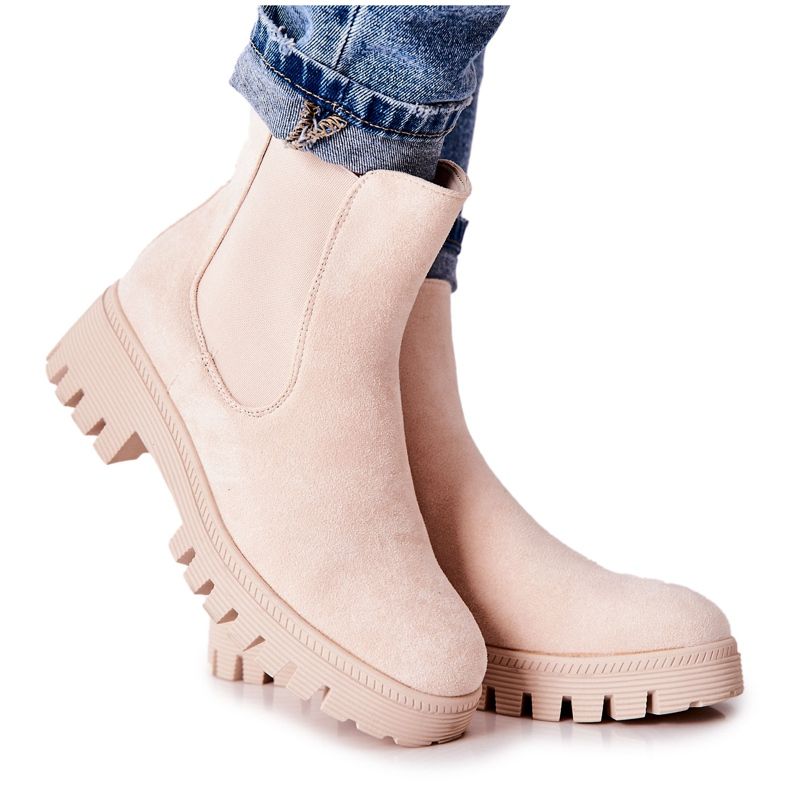 PS1 Stivaletti Scamosciati Beige Chiaro Tozzi