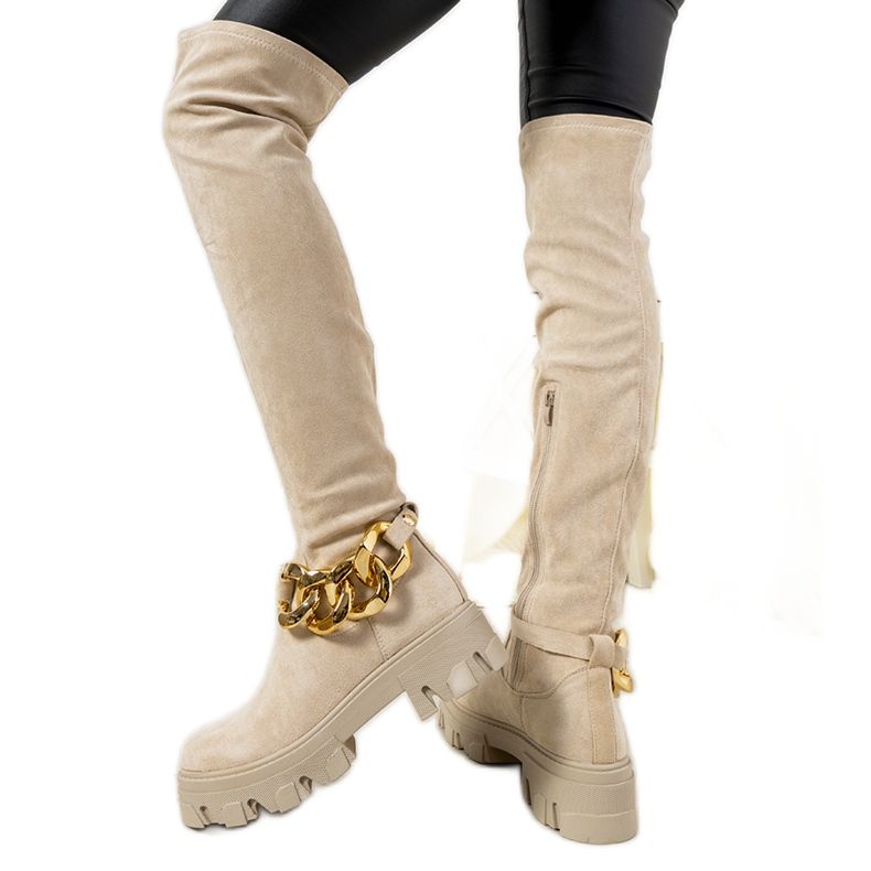 Stivali beige con suola spessa Alines