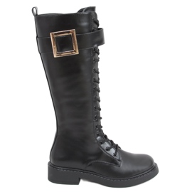 Stivali stringati Naomi Black nero
