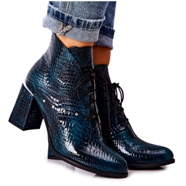 PA2 Stivali da donna in pelle con tacco verde Neliko
