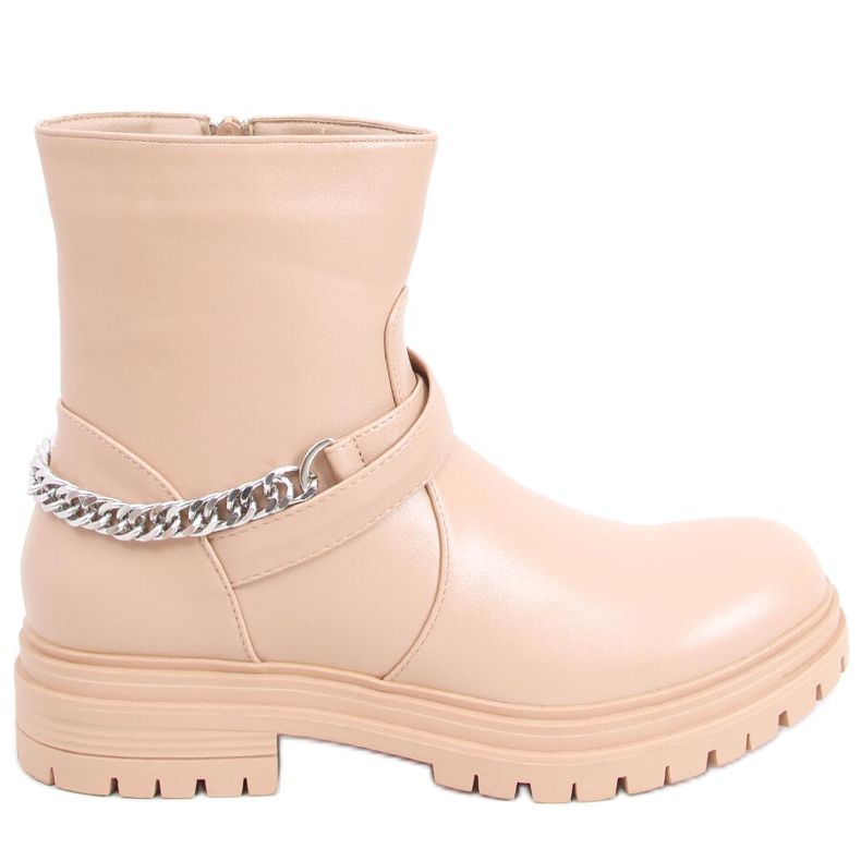 Stivaletti Cindy Nude con catena beige
