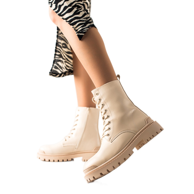 Bona Allacciate Con Ecopelle beige