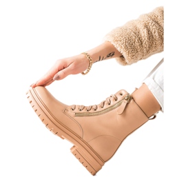 Marquiz Stivali Con Cerniera Decorativa Dorata beige
