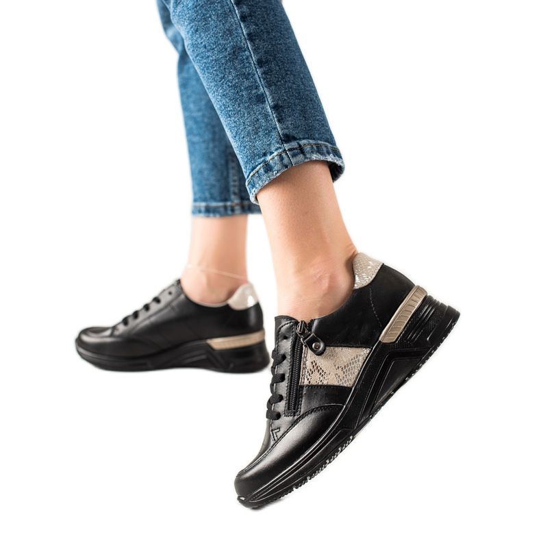 Evento Sneakers In Pelle Con Cerniera Decorativa beige nero
