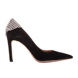 Marco Shoes Tacchi in camoscio con cristalli nero