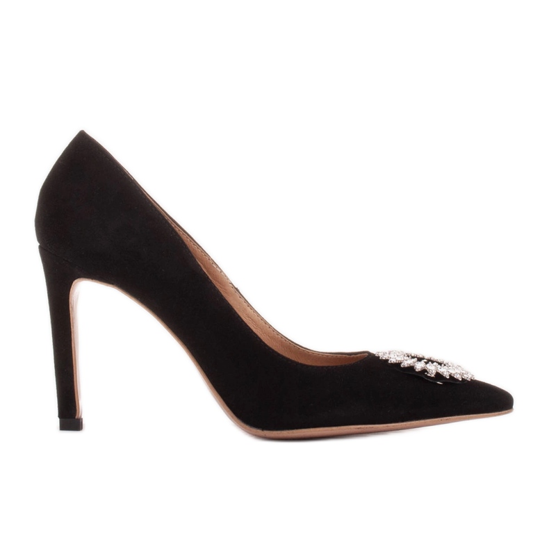 Marco Shoes Tacchi in camoscio con ornamento di cristalli nero