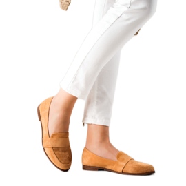 Evento Mocassini classici in camoscio beige giallo