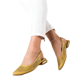 M.Daszyński Scarpe traforate con tacco a vista giallo