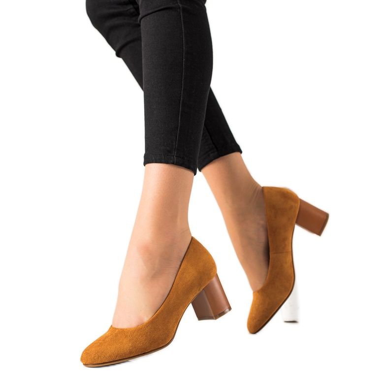 M.Daszyński Pompe cammello marrone giallo