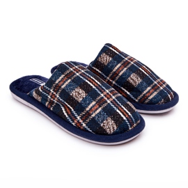 WJ1 Pantofole a scacchi blu navy da uomo Whisper beige
