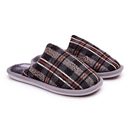 WJ1 Pantofole a scacchi grigio caldo da uomo Whisper marrone