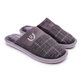 WJ1 Pantofole a scacchi Blase grigio caldo