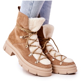 PF1 Stivali Scamosciati Caldi Beige Trappers Mindago