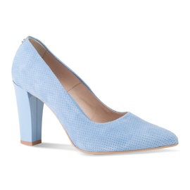 Marco Shoes Décolleté in pelle scamosciata blu con pois 3D