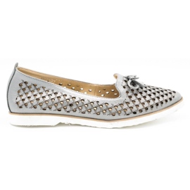 Cortesini Scarpe da donna in pelle traforata argento 02210 d'argento