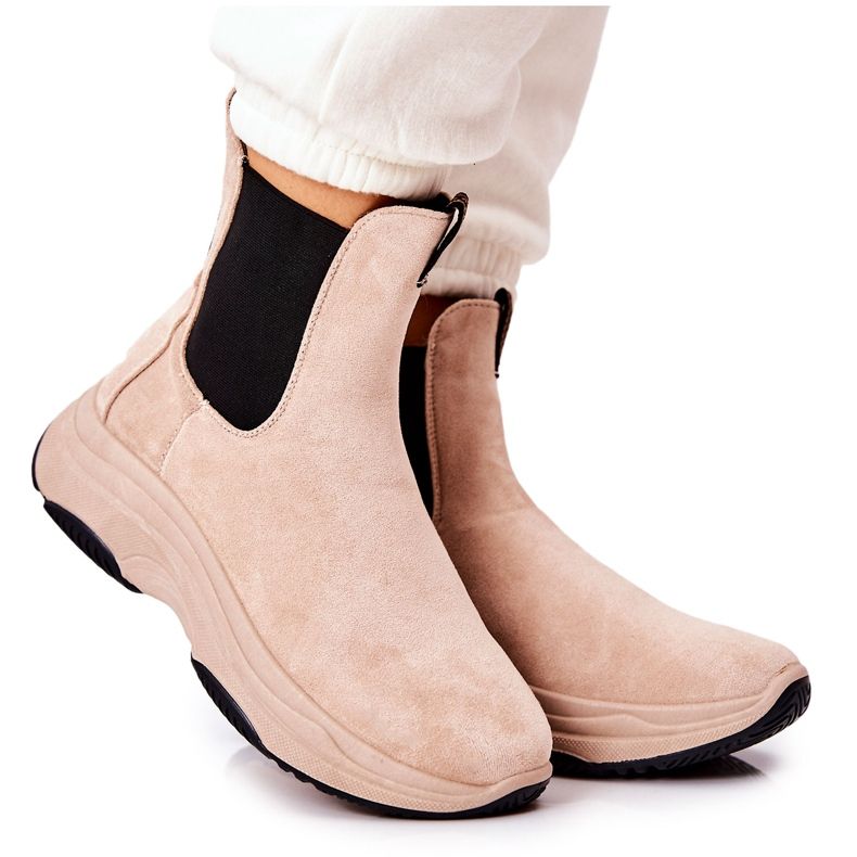 WS1 Stivali Platform Scamosciato Beige Nicci