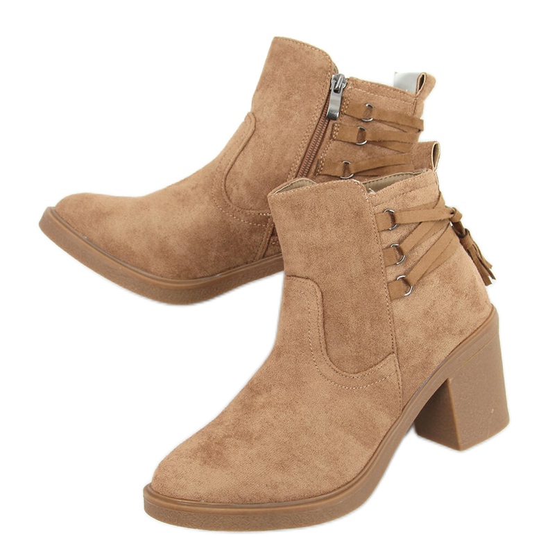 Stivali con tacco in gomma Alva Camel beige