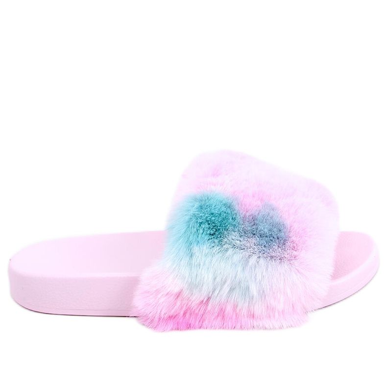 Pantofole Emy Pink in pelliccia sfumata viola rosa blu