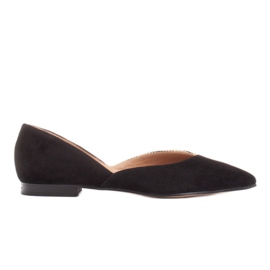 Marco Shoes Ballerine in una combinazione di camoscio e trecce nero