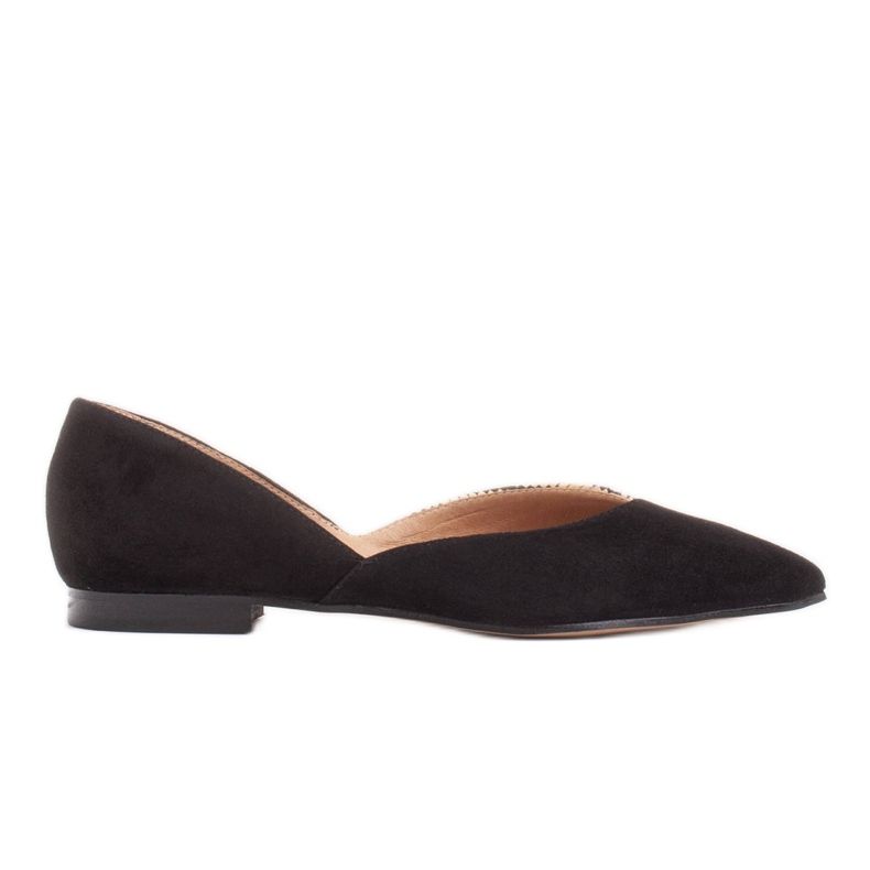Marco Shoes Ballerine in una combinazione di camoscio e trecce nero