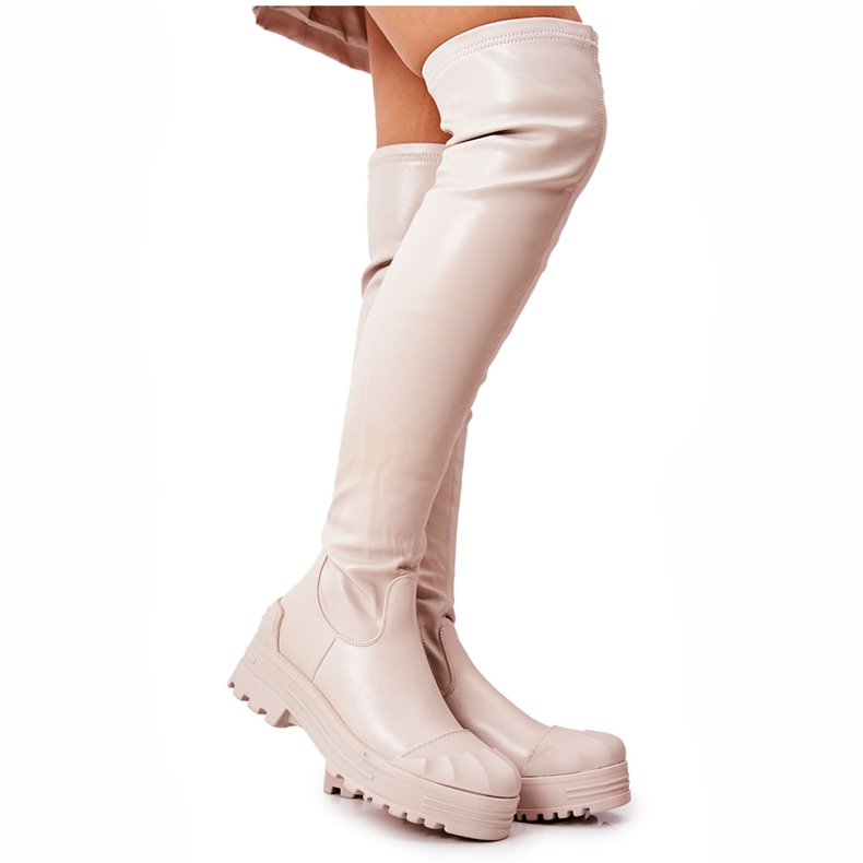 PG2 Stivali Alti Con Cerniera Charmaine Beige