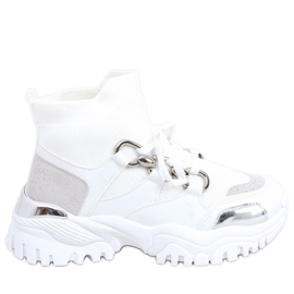 Sneakers alte Tergo bianche bianco argento grigio