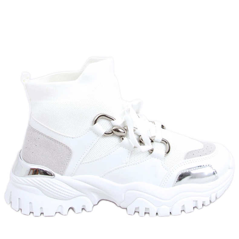 Sneakers alte Tergo bianche bianca d'argento grigio