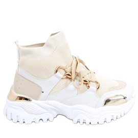Sneakers alte Tergo Beige bianca d'oro