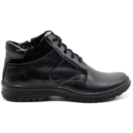 KOMODO Scarpe invernali da uomo nere in pelle 907K nero