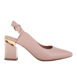 Marco Shoes Décolleté beige con inserto dorato sul tallone rosa