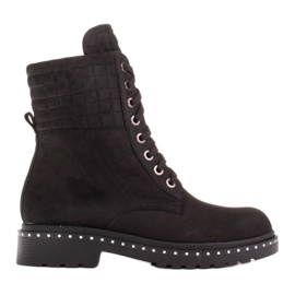 Marco Shoes Stivaletti stringati in nabuk nero