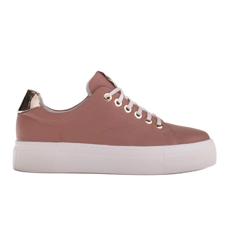 Marco Shoes Sneakers da donna in vera pelle su suola spessa rosa d'oro